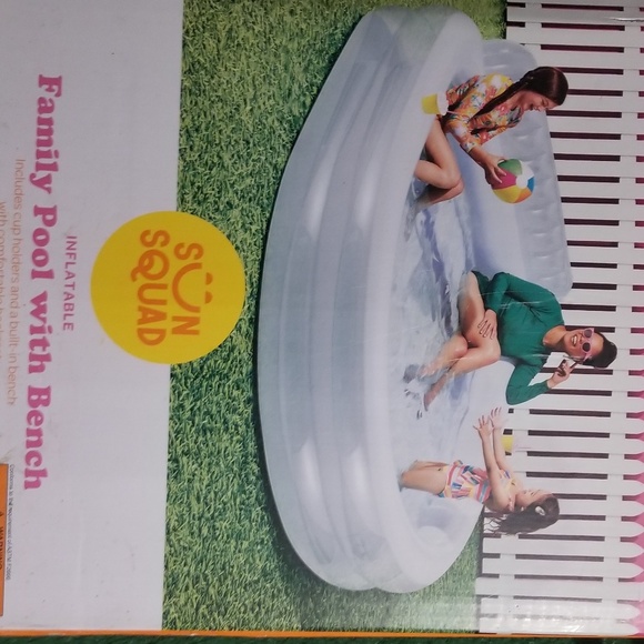 Sun Squad fun 7FT Kid  / Family Inflatable  Swimming  Pool with Bench - Picture 3 of 3